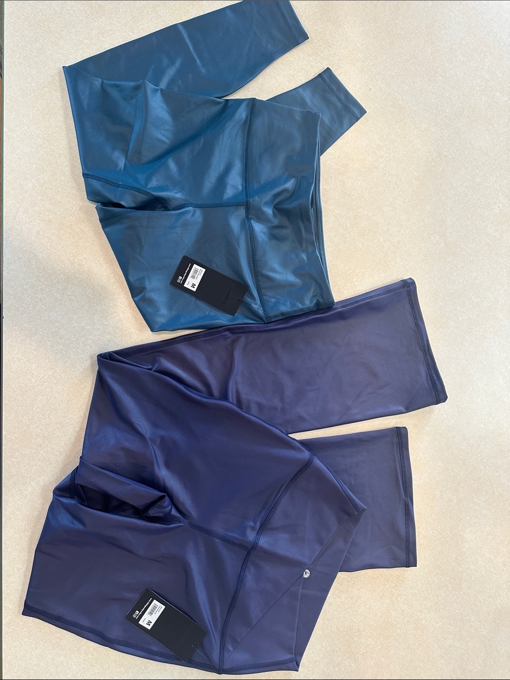 90degrees by reflex- Women’s Performance shine Leggings - Teal & Navy
